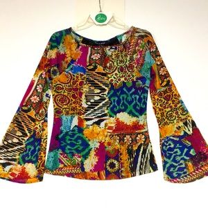 NWT Mulitcolor top with bell sleeves :: M